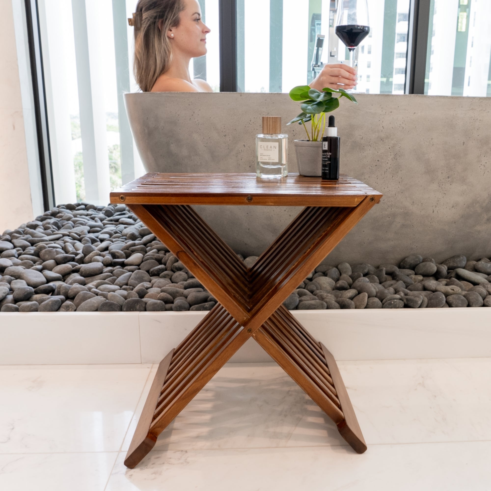 WAQ × DOORS　FOLDING WOOD TABLE Shine Company Adirondack Square Cedar Wood Foldable Side
