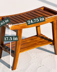 ZIONATHAN TEAK WOOD SHOWER BENCH WITH TOWEL HANDLES