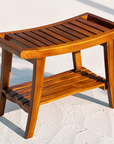 ZIONATHAN TEAK WOOD SHOWER BENCH WITH TOWEL HANDLES